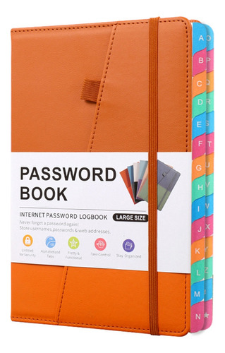 Libro J9password Keeper Con Coloridas Pestañas Alfabéticas Y