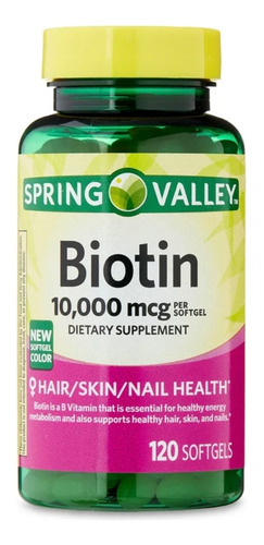 Biotina 10.000 Mcg Spring Valley® - 120 Capsulas - Eua