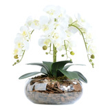 Arranjo De Orquídea Artificial Branca 4 Hastes Cascata