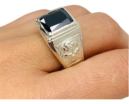 Anillo Para Hombre Sello Grande Con Piedra Plata 925 Ap 487