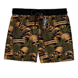 Short Praia Masculino Estampa Mauricinho Erva Caveira 0113