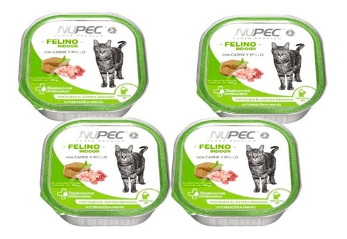 Nupec Felino Indoor Alimento Húmedo Pack 4 Latas De 100 G