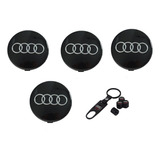 Kit Tapas Centro De Rin Llavero Audi 60mm A3 A4 A6 Negro