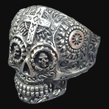 Anillo Calavera De Plata  Con Guardas 26 Gr 2,7 Cm Art 179