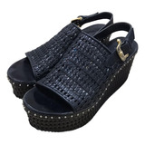 Sandalias Cuero Trenzado Negras Jazmin Chebar Talle 40 Aprox