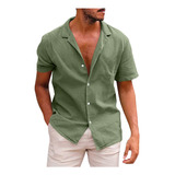 Camiseta G Para Hombre, Casual, Lisa, Doblada, Manga Corta,