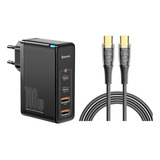 Kit Carregador 4 Em 1 Gan Usb Tipo C 100w + Cabo 100w 2m.