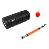 Rolo Massagem Foam Roller + Bastão + Bola Lacrosse Odin Fit