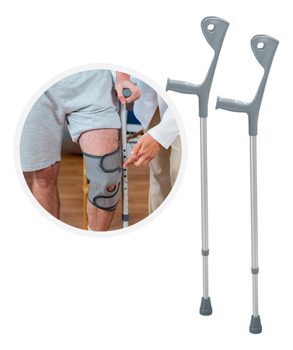 2 Baston Muleta Canadiense Regulable Ortopédico - Topmedic