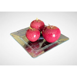 Set Decorativo De 3 Manzanas Rojas De Piedra