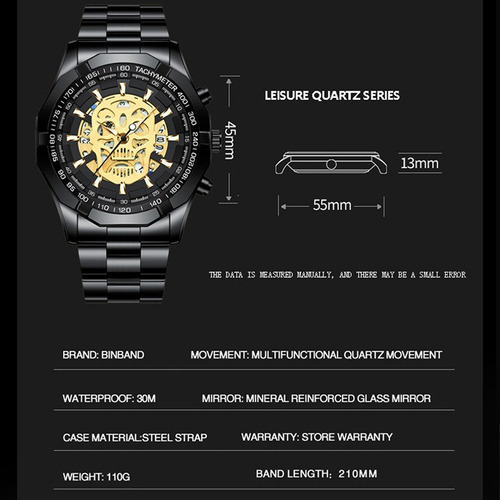 Relojes Luminosos Para Hombre Binbond Con Forma De Calavera Color Del Fondo Negro
