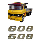 Par Emblema Caminhão Mb 608 Adesivo Cromado Lateral (2pç)