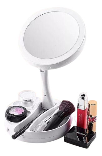 Espejo Led Doble Aumento Recargable Maquillaje Portatil 