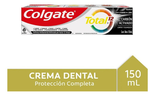 Pasta Dental Colgate Total 12 Carbon Activado 150 Ml