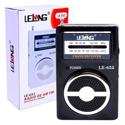 Rádio Portátil Am/fm Le-652 Lelong Mini Pilha Fone De Ouvido