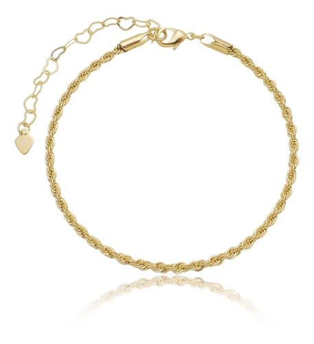 Pulseira Feminina Cordão Baiano Banhada Ouro 18k C/ Garantia