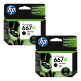 Kit 2 Cartucho Hp Preto Original 667 667xl Deskjet 2776 2774