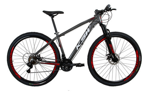 Bicicleta Aro 29 Ksw Xlt 24v Disco Câmbios Index Tamanho Do Quadro 19   Cor Grafite/vermelho