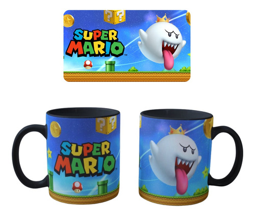 Mug De La King Boo Fantasma Mario Bros Personalizado Colores