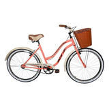 Bicicleta  De Passeio Ntz Bikes Vintage Retro Aro 26 M 1v Freios V-brakes Cor Salmão Com Descanso Lateral
