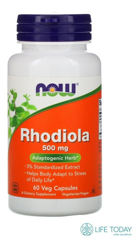 Rhodiola Rosea 500mg Now Foods 60 Caps Sabor Sem Sabor