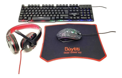 Kit 4 Piezas Gamer Teclado+mouse+diadema+alfombrilla Ilumina