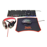 Kit 4 Piezas Gamer Teclado+mouse+diadema+alfombrilla Ilumina