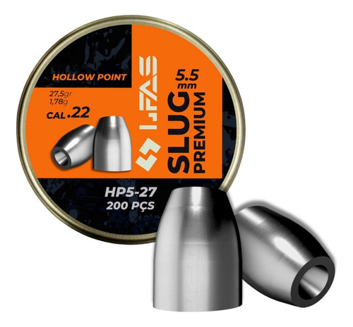Chumbinho Slug 5.5mm Chumbo P/ Carabina Pcp 27 Grains - Lfas