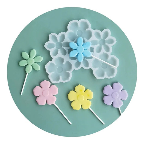 Molde Silicona Cakepop Lollipop De Flores Repostería