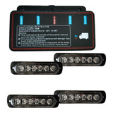 Kit De 4 Faros De Led Policiaco Luz Azul 12v 24w