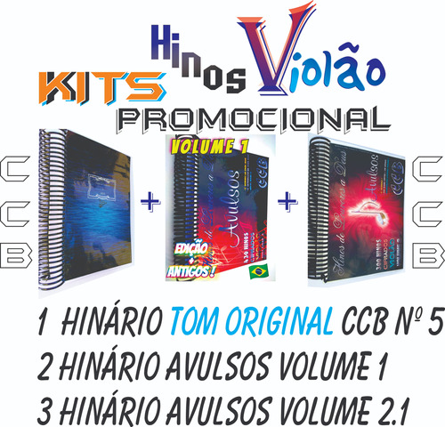 Hinos P/ Violão - Kits C/3 - Ccb Tom Orig+avulsos Vol.1 E 2