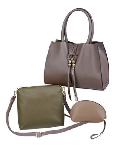 Bolso De Dama Taupe Correas Ajustables  Cross Monede 851-50