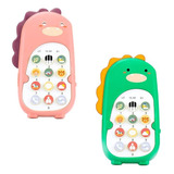 Celular Musical Dinossauro Bebê Pimpolho Infantil Cor Rosa