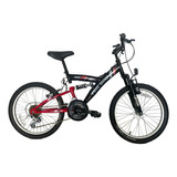 Bicicleta Mtb Firebird Doble Suspension Rodado 20 18v Niños Color Negro