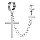 Aros Piercing Cruz Con Cadena Colgante Ear Cuff Cruces