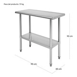 Mesa Isla Acero Inoxidable Mesa Trabajo Cocina 95x45x90