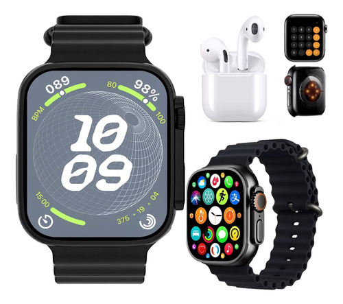 Reloj Inteligente 2 En 1 Con Auriculares, Negro