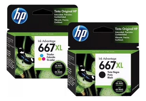 Combo Cartucho De Tinta Hp 667xl Impresora Negro - Tricolor