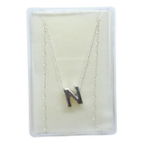 Collar Letra N Con Cadena Plata Charm + Estuche E11