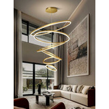 Lustre Pendente Anéis Sofisticado 6 Aros Led 3500k 160w Cor Dourado 110v/220v