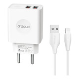 Carregador Celular Rápidoca25-2 A'gold Ios 3.1a C/ 2 Usb Branco