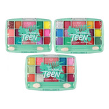 Kit 3 Paleta Sombras Blush Tropical Arara Azul Teen Jasmyne