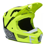 Casco Motocross Fox Niño Yth V1 Skew Flo Yellow-allmotors-