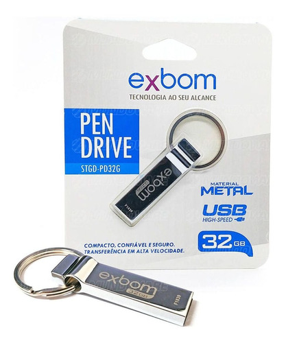 Pen Drive 32gb Que Cabe No Bolso Material Metal Barato + Nf