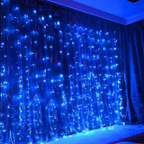 Cortina 160 Lâmpadas De Led 2.5m X 0.6m Decoração Azul