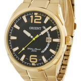 Relógio Orient Masculino Mgss1159 P2kx Dourado Analogico Cor Do Fundo Preto