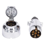 Ficha Trailer Enchufe Conector Metal 7 Vias Macho + Hembra