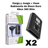 2x Carga Y Juega Xbox 360 Case Gabinete Disco Duro 360 Slim