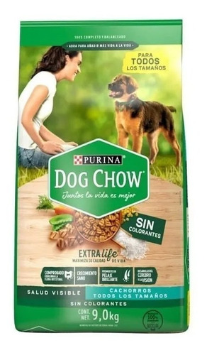 Alimento Dog Chow Cachorros Todos Tamaños Sin Colorantes 9kg