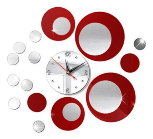 Reloj Acrílico Combinado Con Espejo Redondo, 3d, Para Pared,